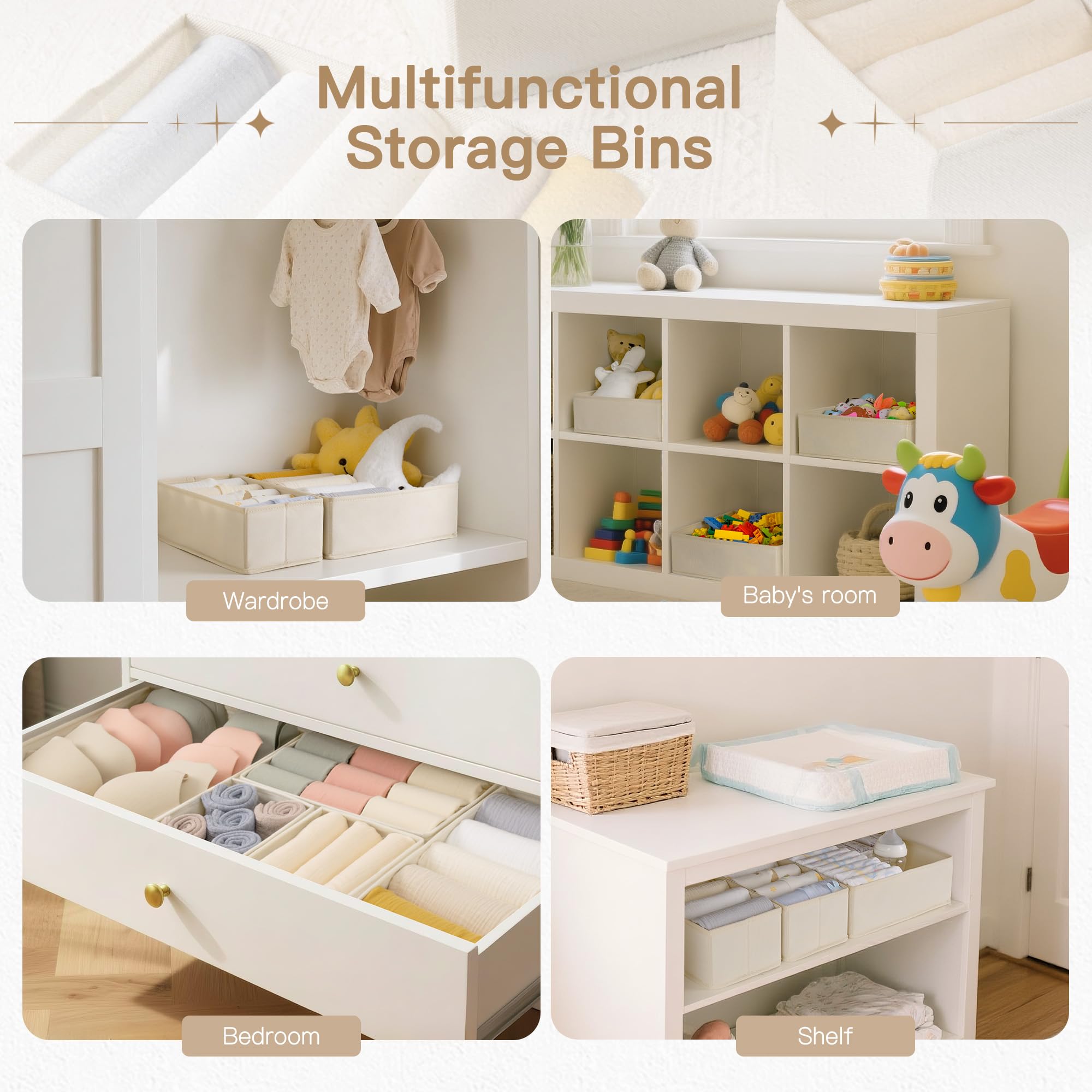 Criusia Schubladen-Organizer für Kleidung, 14 Stück, Kommoden-Organizer für Babykleidung, Unterwäsche, Socken, faltbare Schrankorganisation und Aufbewahrung, Trennwände für Kinderzimmer, Schlafzimmer Küche, Haushalt & Wohnen