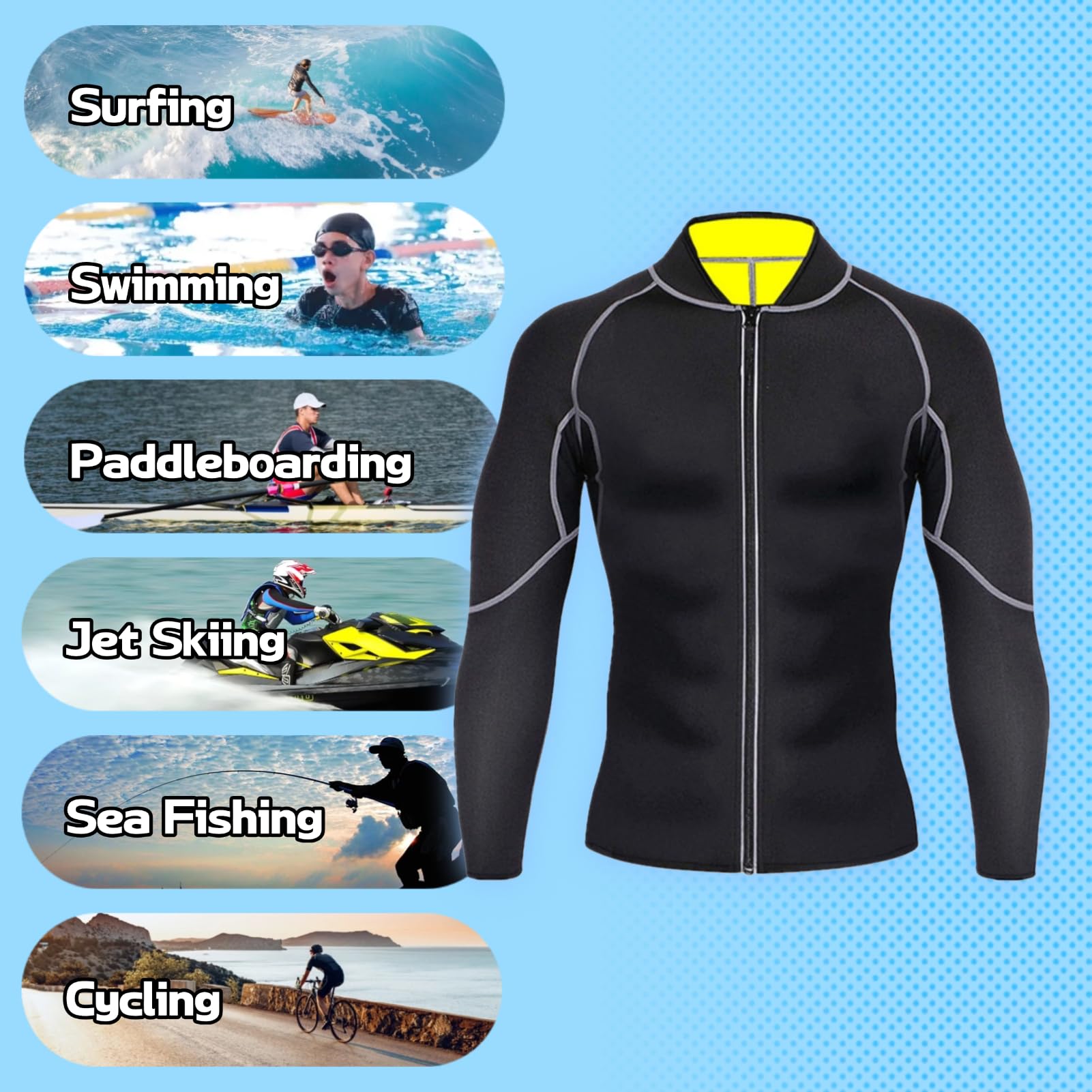 Men Long Sleeve Wetsuit Full Body Wetsuit Men Wetsuit Swimsuit Diving Clothes for Snorkeling Surfing Diving Swimming Kayaking Sailing Canoeing