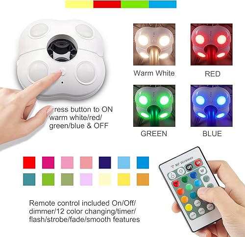 Miniatura 2 de HONWELL Luces para sombrilla de patio al aire libre, funciona con pilas, inalámbrica, 12 colores cambiantes, con control remoto, luces LED