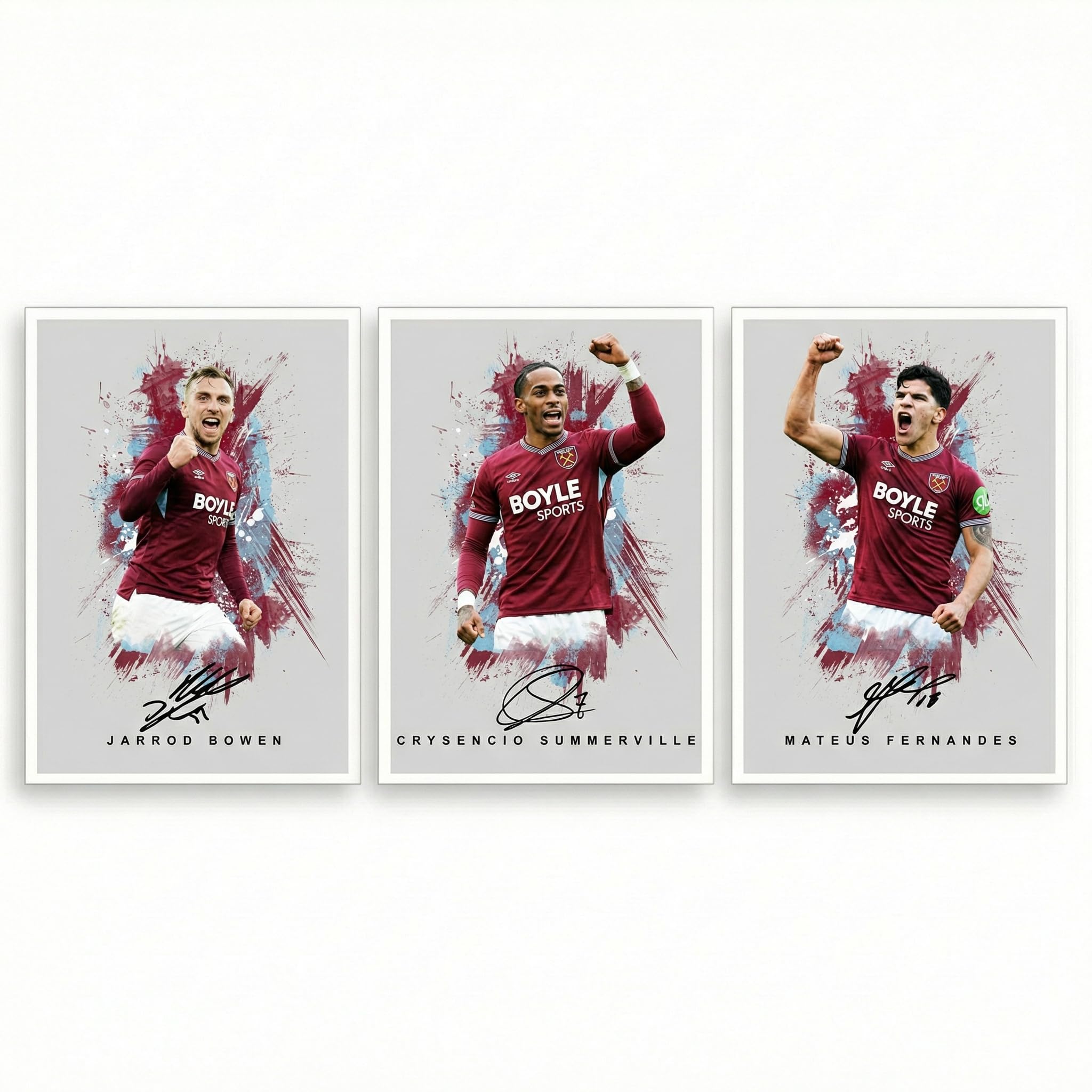 Jarrod Bowen West Ham United Signed Photo Poster A4/A3 Print Picture Display Framed Autograph Memorabilia for Football Fans Gift England ((A4 Unframed) Bowen Summerville Fernandes)