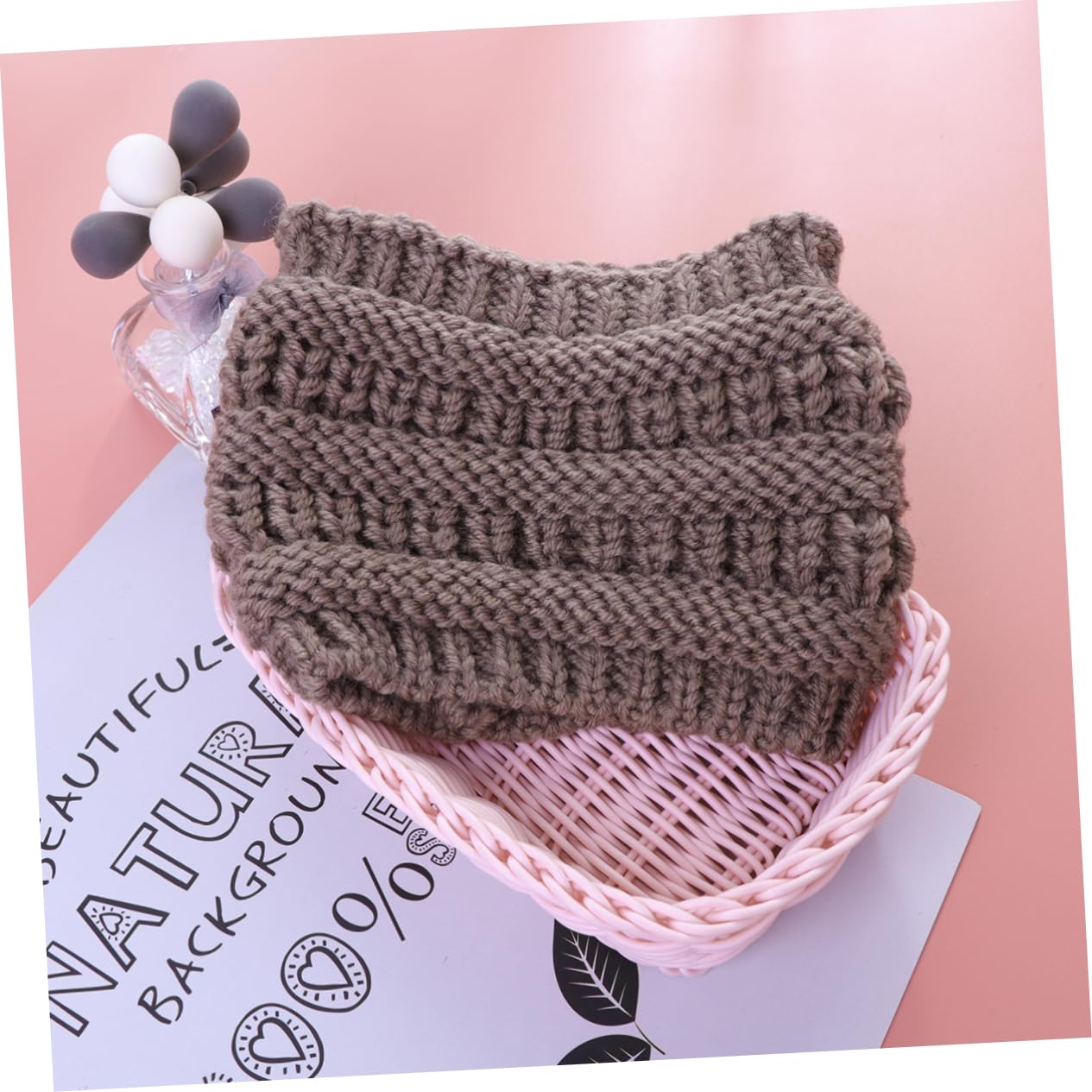 Gogogmee Knitted Headband with Fleece Lining for Women Chunky Ear Warmer Headwrap Khaki Elastic Woolen Yarn for Stylish Cold Weather Protection