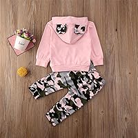 Vista 6 de FYBITBO 2 piezas de ropa de otoño e invierno para bebé niña, sudadera con capucha y pantalones de camuflaje, conjuntos de ropa