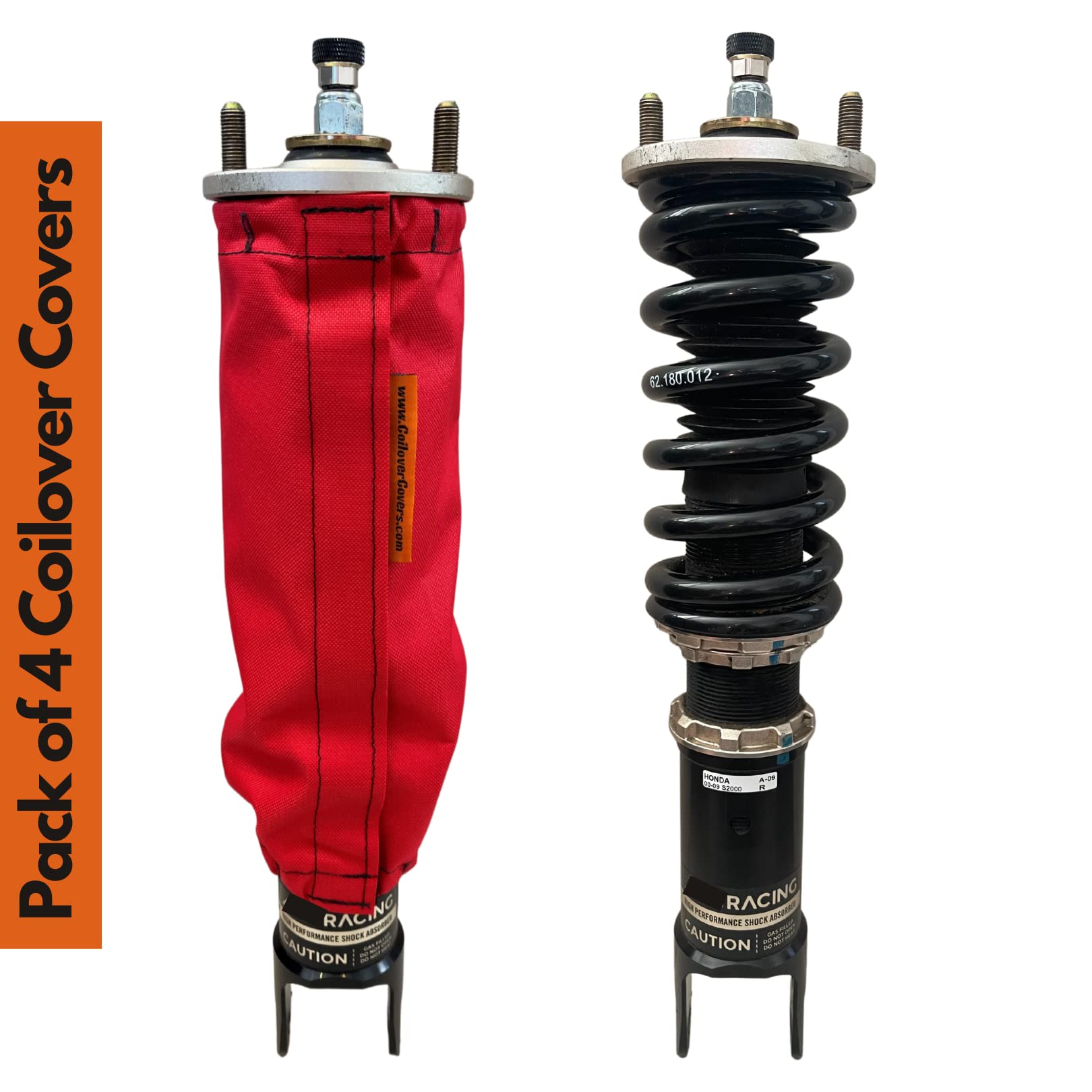 Set of 4 Waterproof Coilover Suspension Covers Coilovers Socks Protectors Universal Fitment (Red, 25cm)