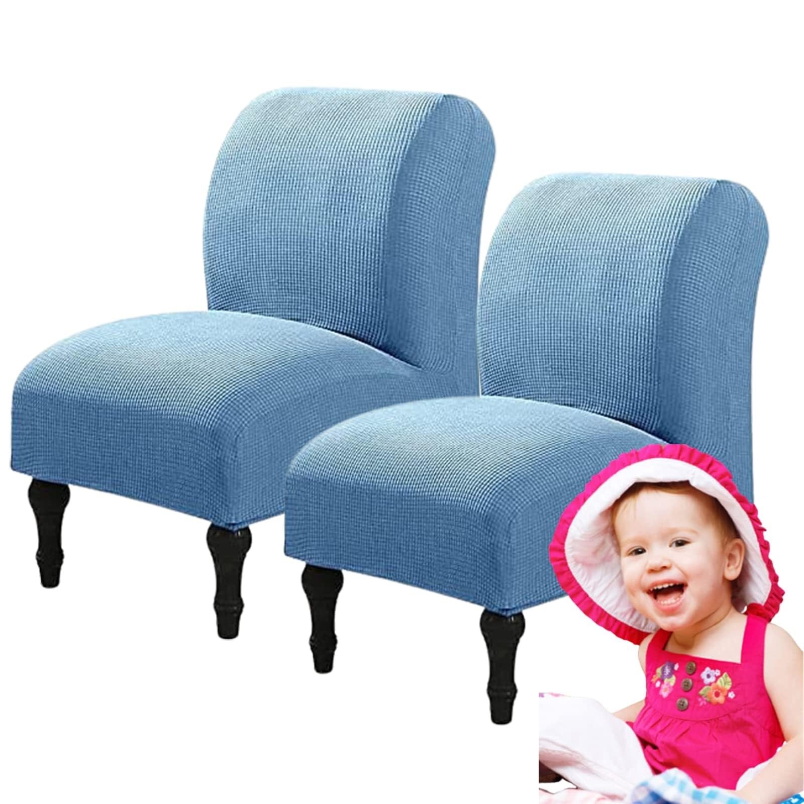 NMVAWIPT Armless Accent Chair Covers, Polyester+Spandex Stretch Slipcover, Removable Furniture Protector, For Home Hotel(57#,2pcs)
