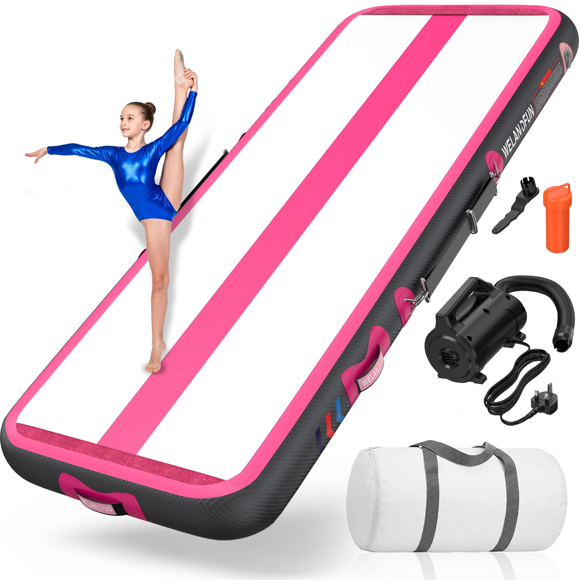 WelandFun Air Training Mats 10ft/13ft/16ft/20ft Inflatable Gymnastics Tumbling Mat 4/6/8 inchs Thickness Mats for Home Use/Gym/Yoga/Training/Cheerleading/Outdoor/Beach/Park wih Electric Air Pump — image 1