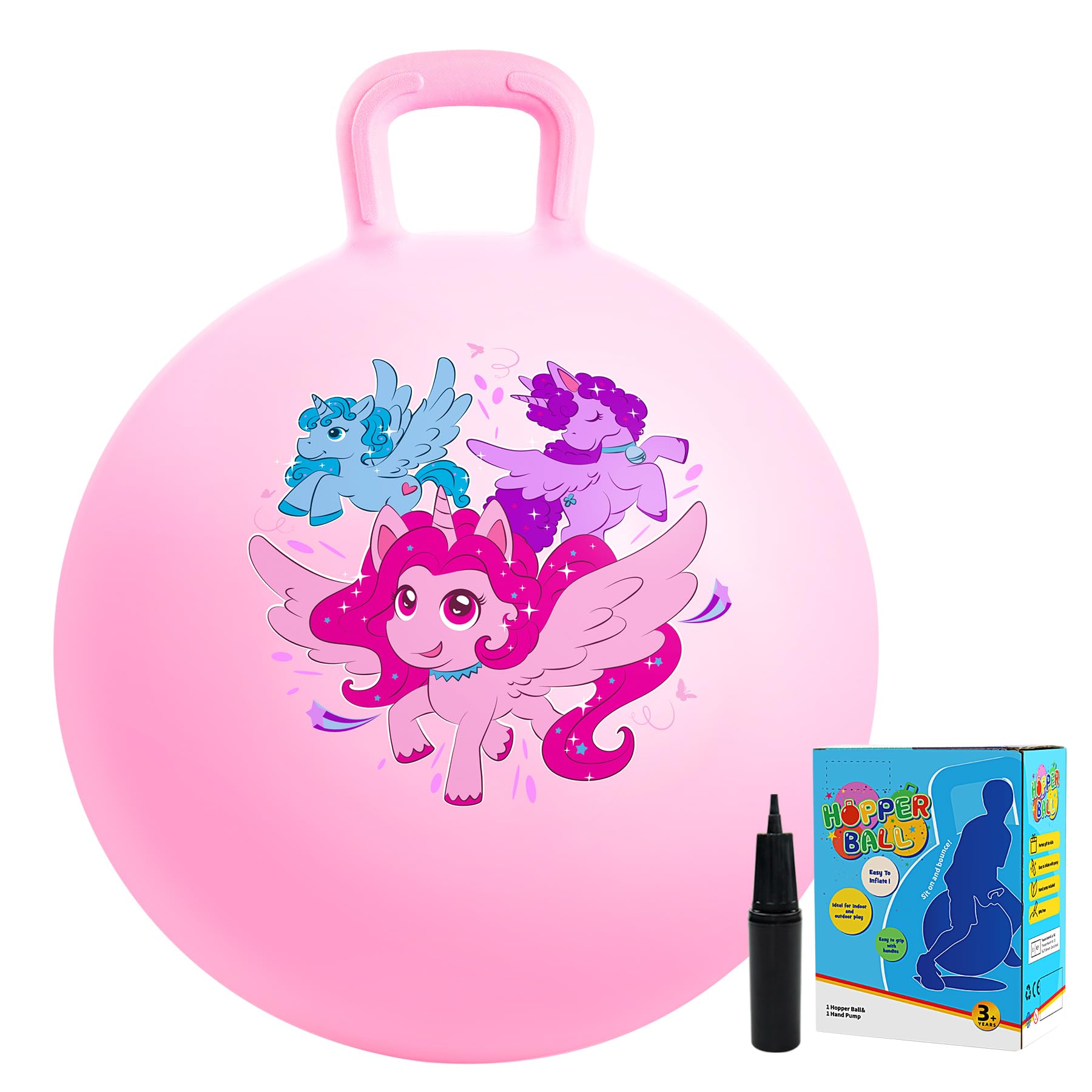Vastoy 18 Inch Hopper Ball for Kids 3-6 Years, Anti-slip Space Hopper with Hand Pump