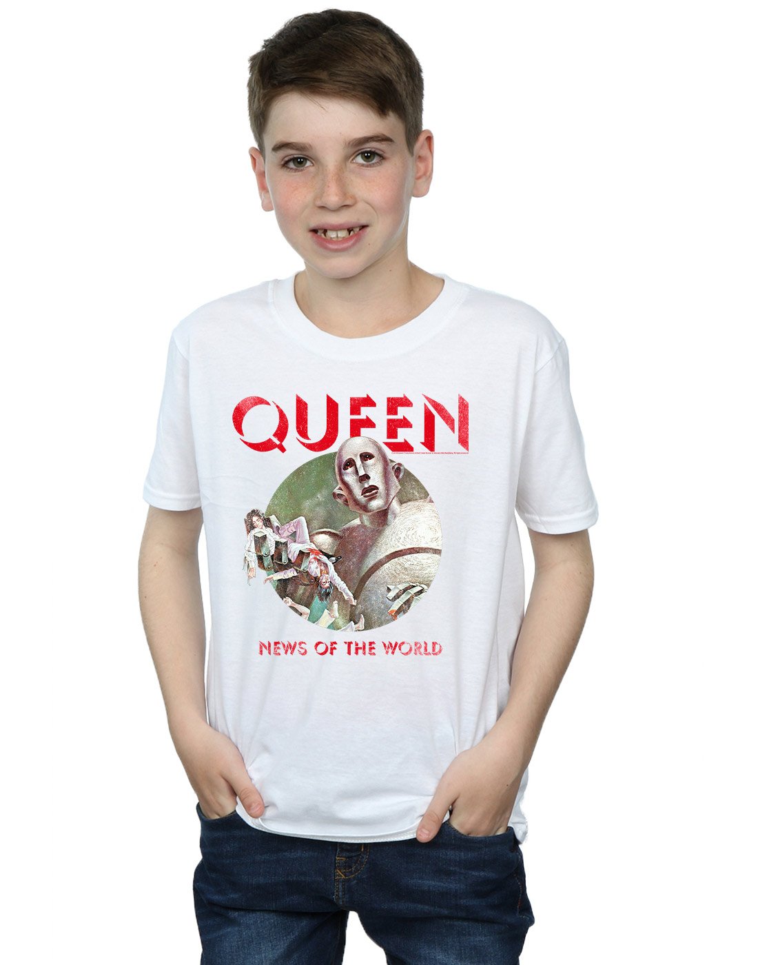 Absolute Cult Queen Boys News of The World T-Shirt White 5-6 Years
