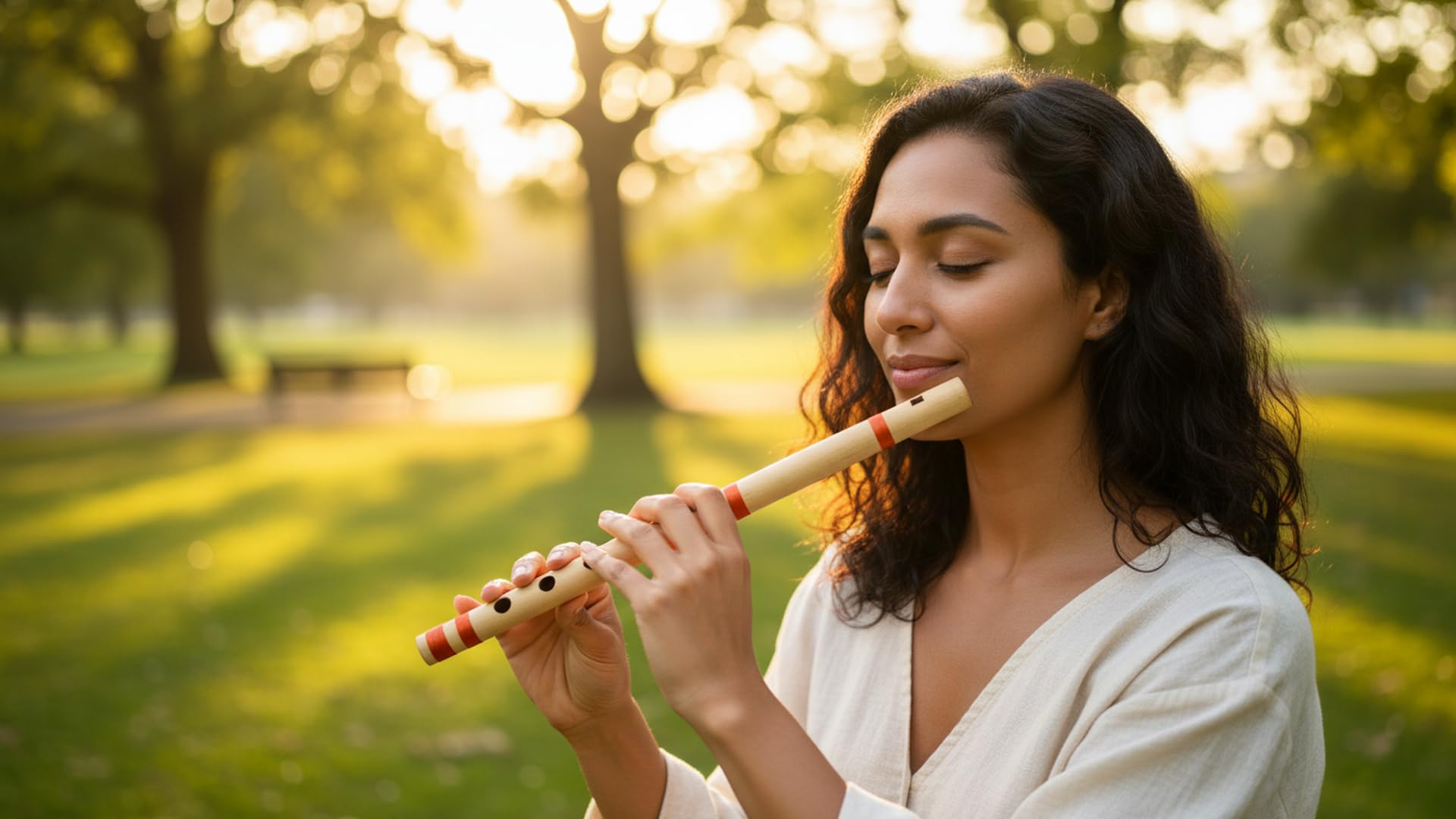 Idée cadeau d'anniversaire unique - Flûte indienne en bambou authentique de 35,6 cm - En forme de B - Instrument de musique traditionnel Bansuri fait à la main - Cadeau fantaisie pour lui, elle et