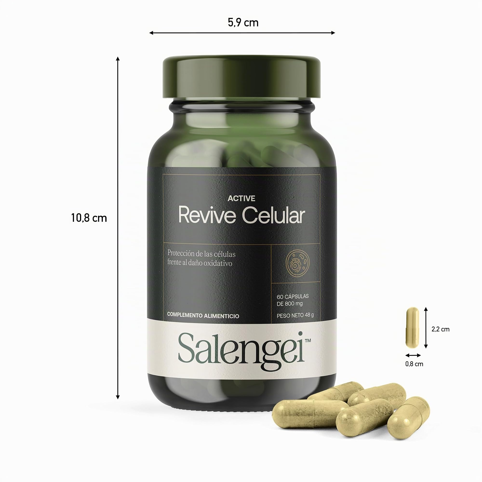ACTIVE REVIVE CELULAR - Protección de las células frente al daño oxidativo | Fisetina, té verde, curcumina, reishi, resveratrol, quercetina, berberina, CoQ10, vitamina C, PQQ y astaxantina |