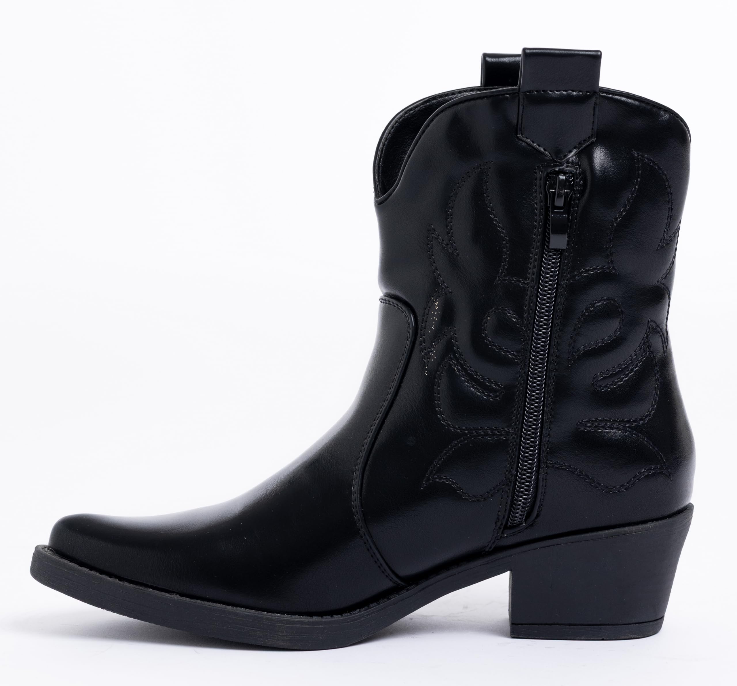 Stivali Texani Donna Western Stivaletti Cowboy con Tacco Largo Design Vintage Elegante A31