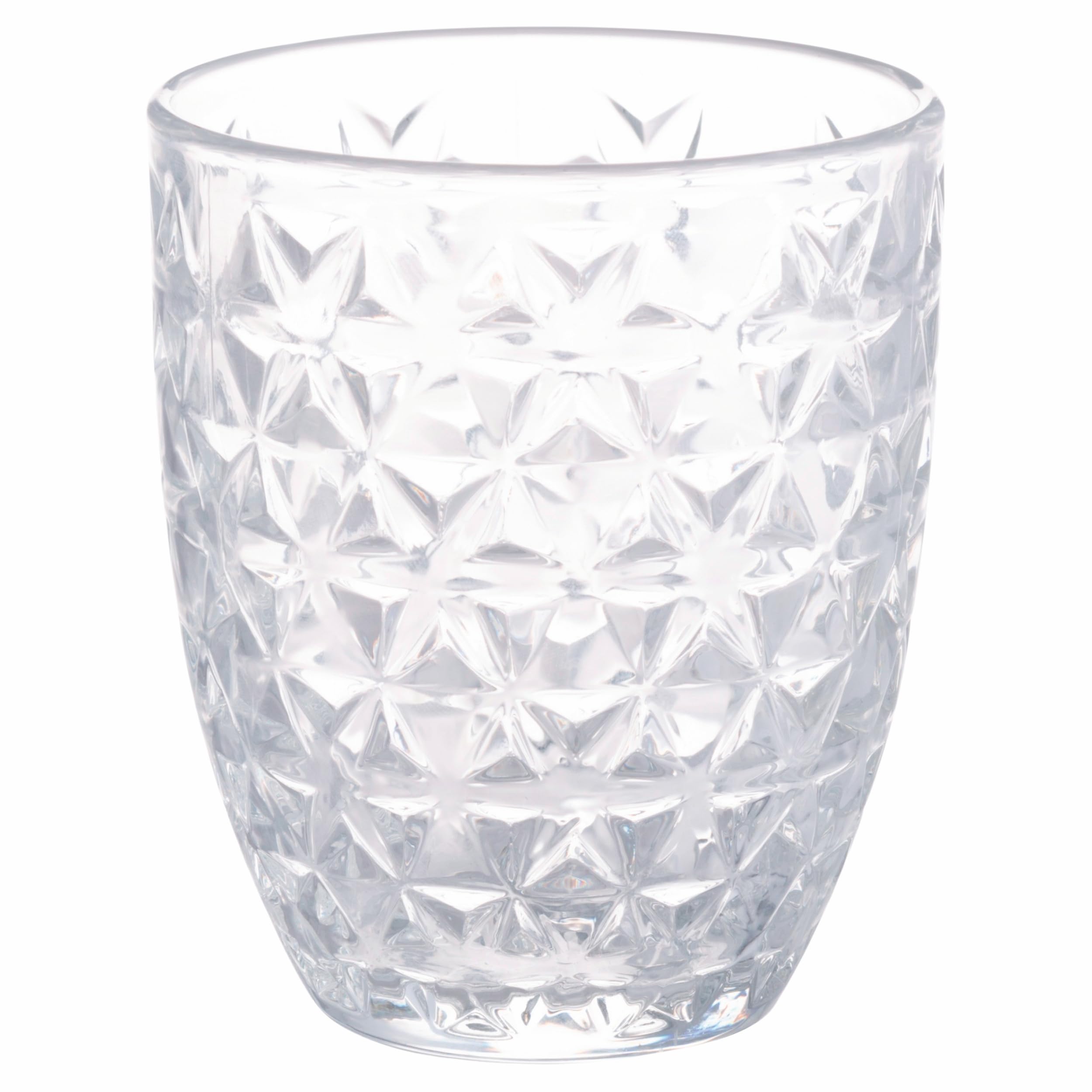 Set 6 bicchieri acqua 320 ml, in vetro trasparente decorato a rilievo, Geometrie Light