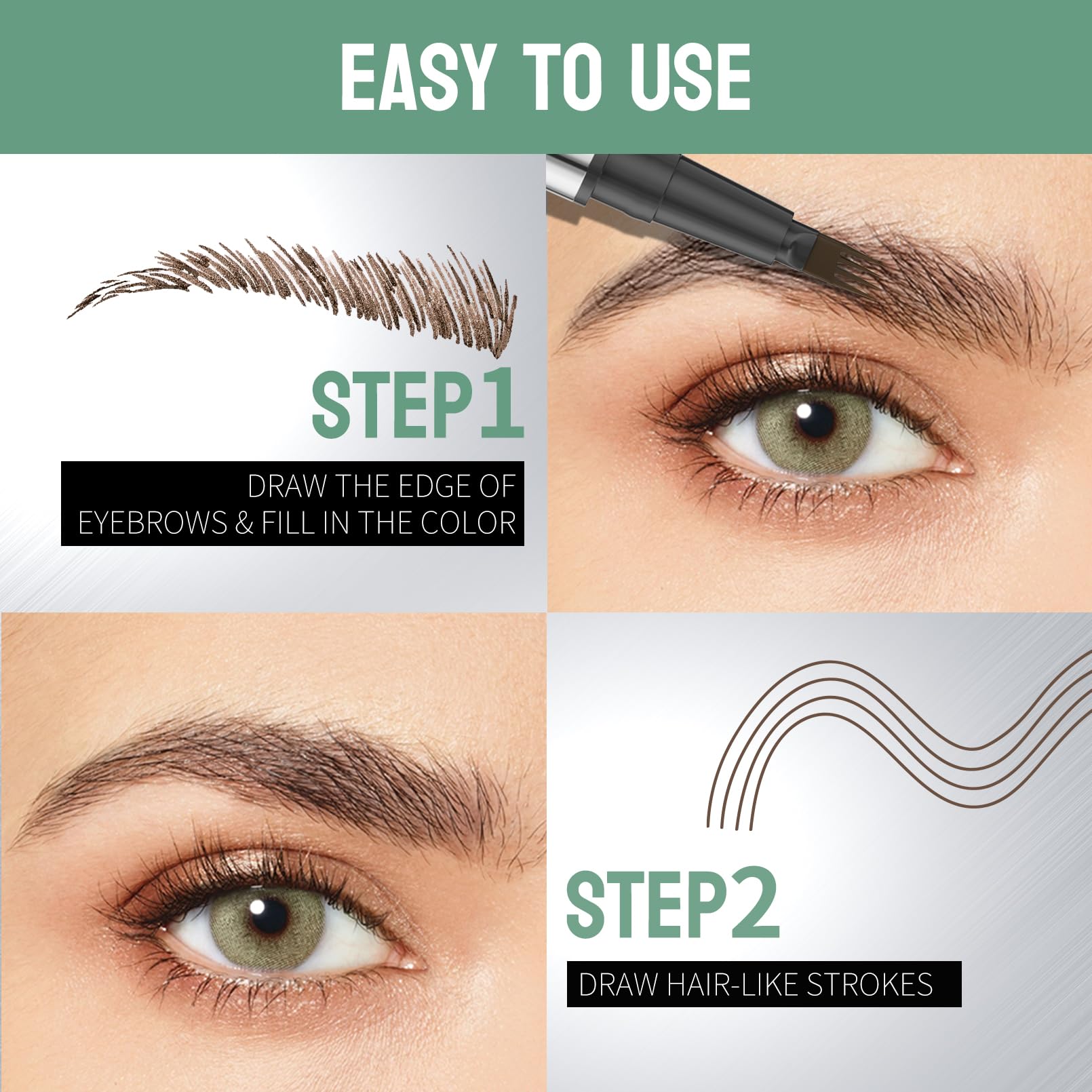 Eyebrow Pencil, Microblading Eyebrow Pen with 4 Fork Tip - Image 4