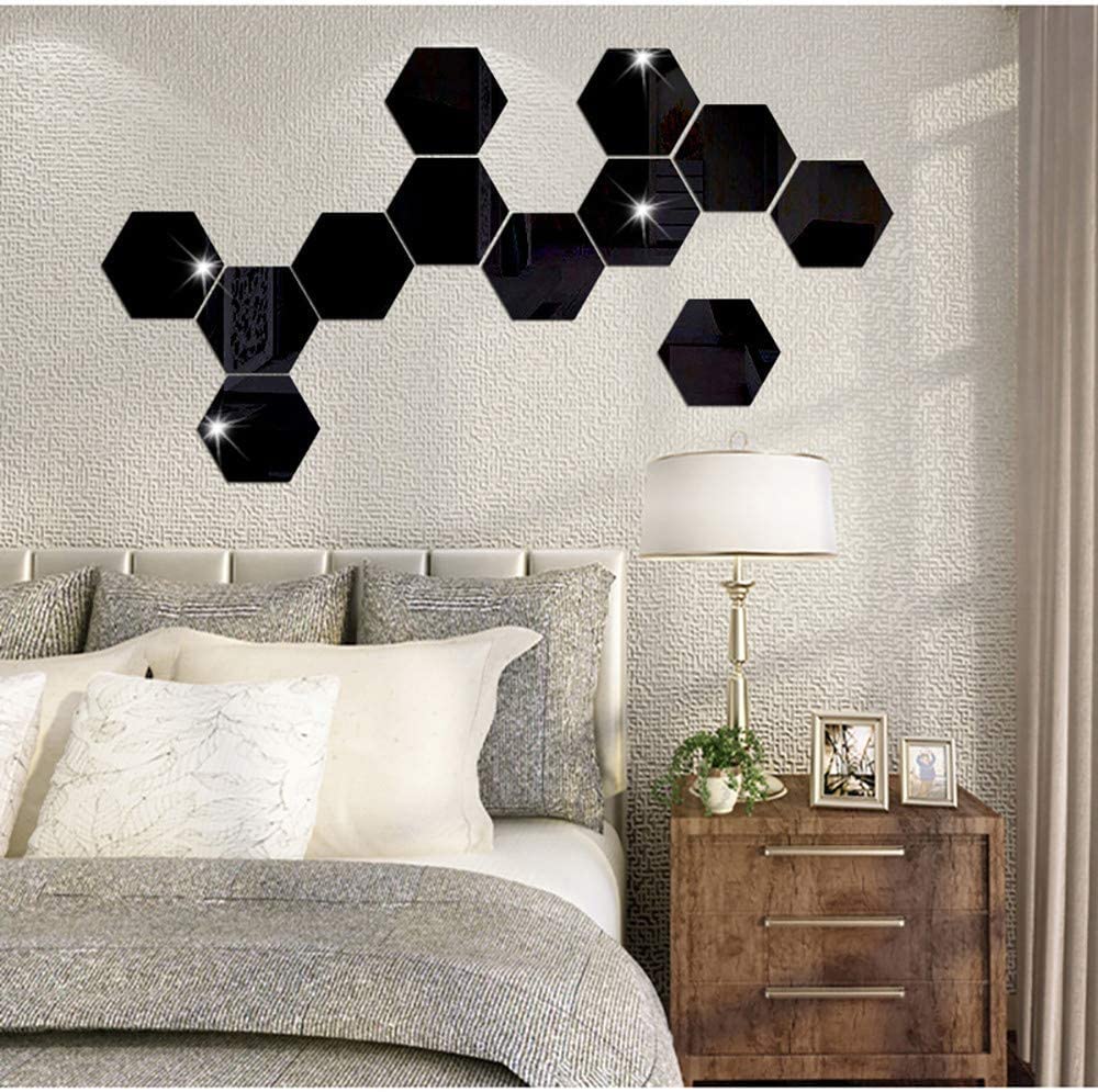 DINGYUHexagonal Three-Dimensional Wall Paste Acrylic Mirror Decoration Paste Living Room Bedroom Porch Multi-Size Selection Paste