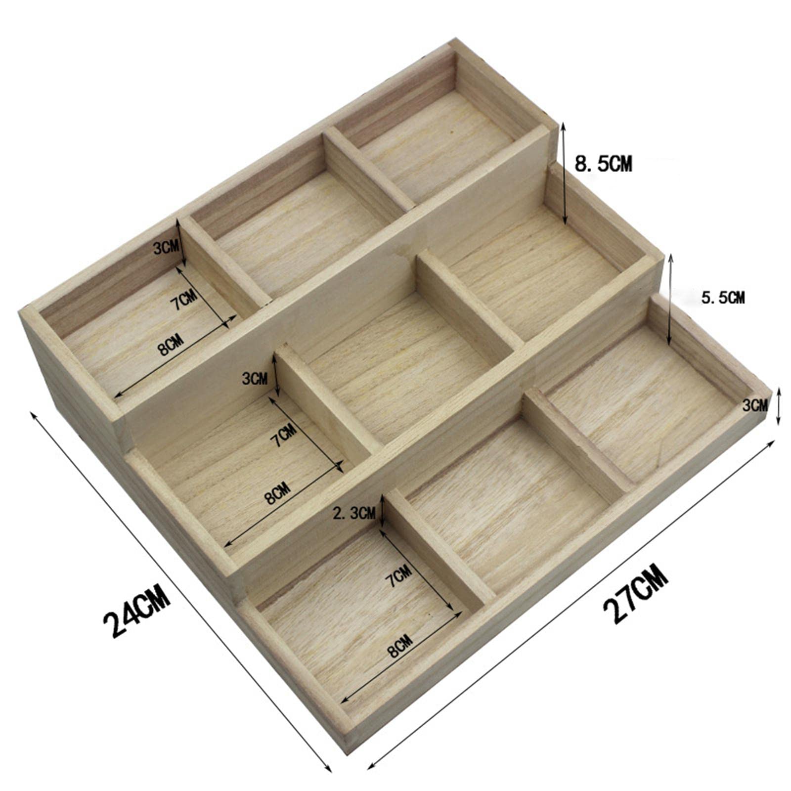 LOOM TREE® Wooden Makeup Organizer Drawer Bathroom Organizer Case Jewelry 9 Grid 3 Tier | Home & Garden | Household Supplies & Cleaning | Home Organization | Storage Boxes 1