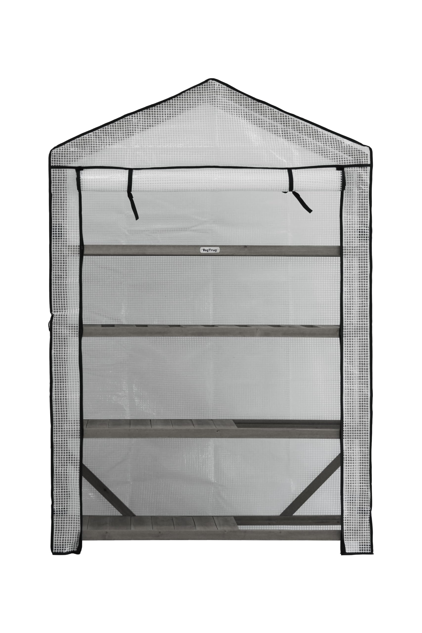 VegTrug Gewächshaus - 4 Ebenen Foliengewächshaus - Grey Wash 111x49x168 cm | Anzuchthaus für Garten, Balkon & Terrasse - Pflanzregal mit PE-Abdeckung & Reißverschluss - Rahmen aus FSC-Holz - modular
