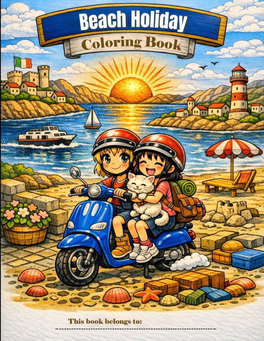 Beach Holiday a Coloring book for Kids: Beach Vacation – A Coloring Book for Children Aged 5 and Up