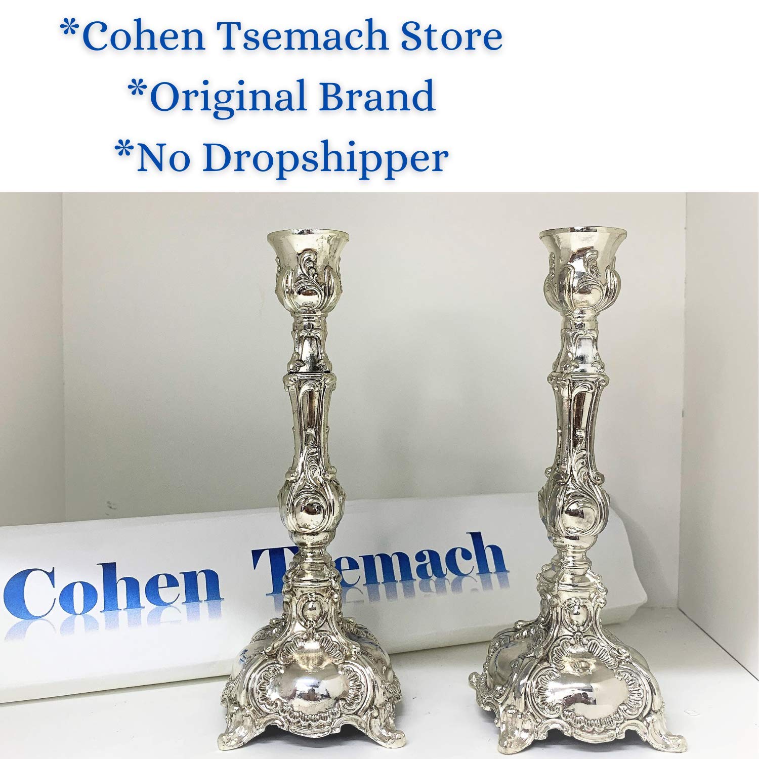GORGEOUS BEAUTY&CARE Kerzenhalter, Nickel, Shabbat, Judaica, Israel, jüdisch, 16,5 cm