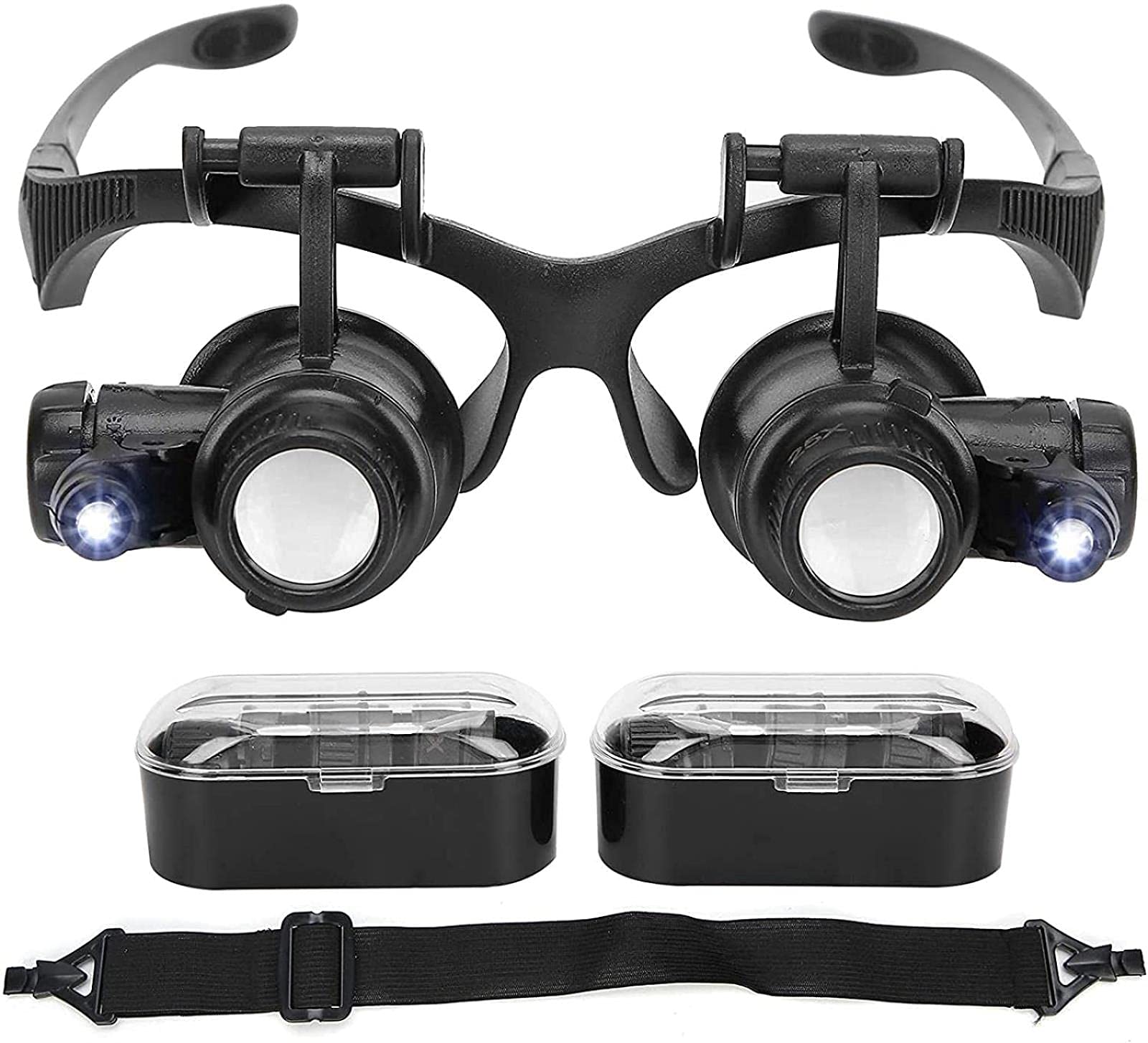 asdchZen Ingke Magnifying Glass,High Performance Head Magnifier With Headband,Led Lighted Magnifying Glasses10X 15X 20X 25X Head Loupe Magnifier For Watch Repair Stabilize