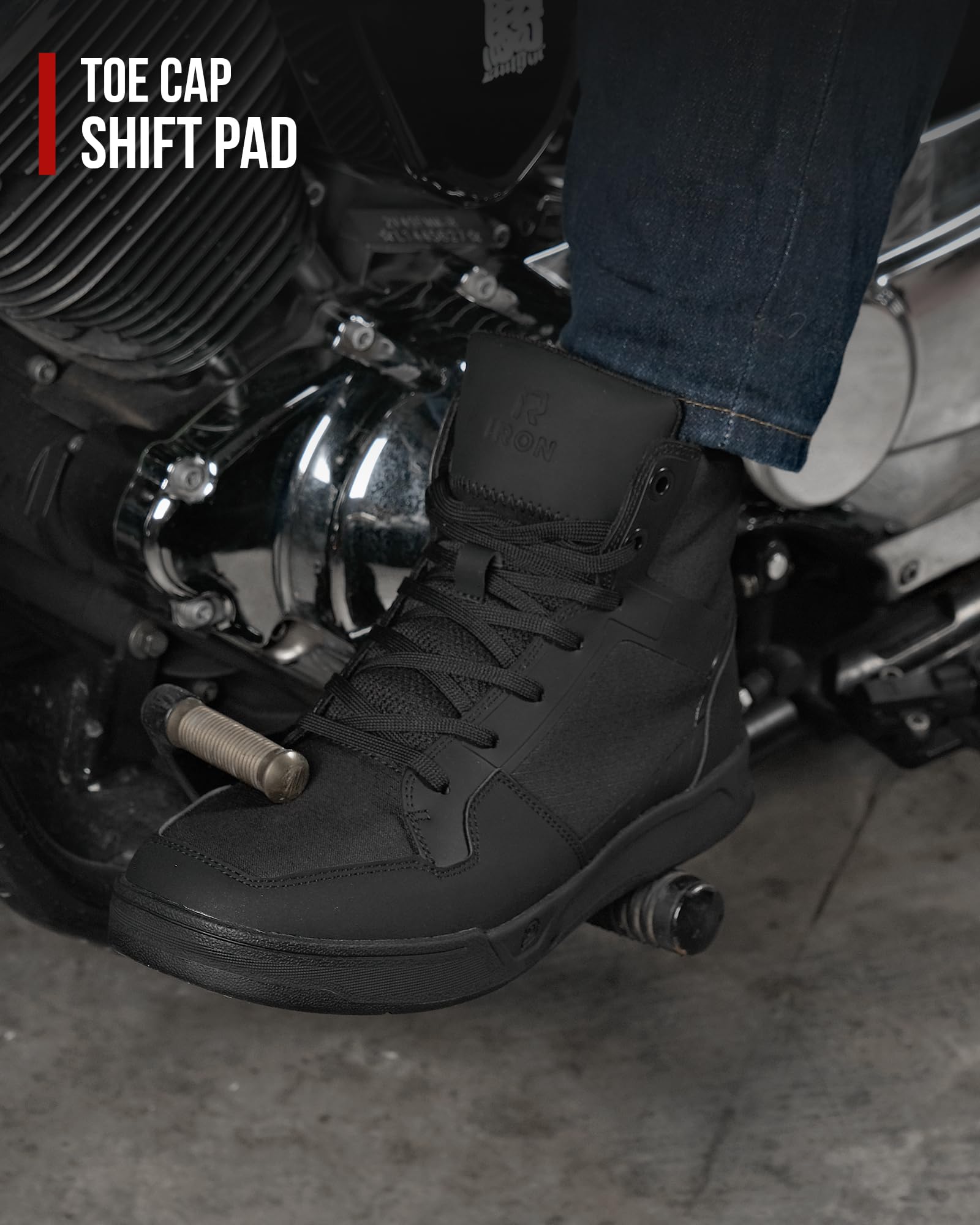 IRON JIA'S Scarpe Moto Uomo Stivali Moto Adatti a Tutte Le Stagioni, Impermeabili Antiscivolo Traspiranti alla Moda e Comodi Nero