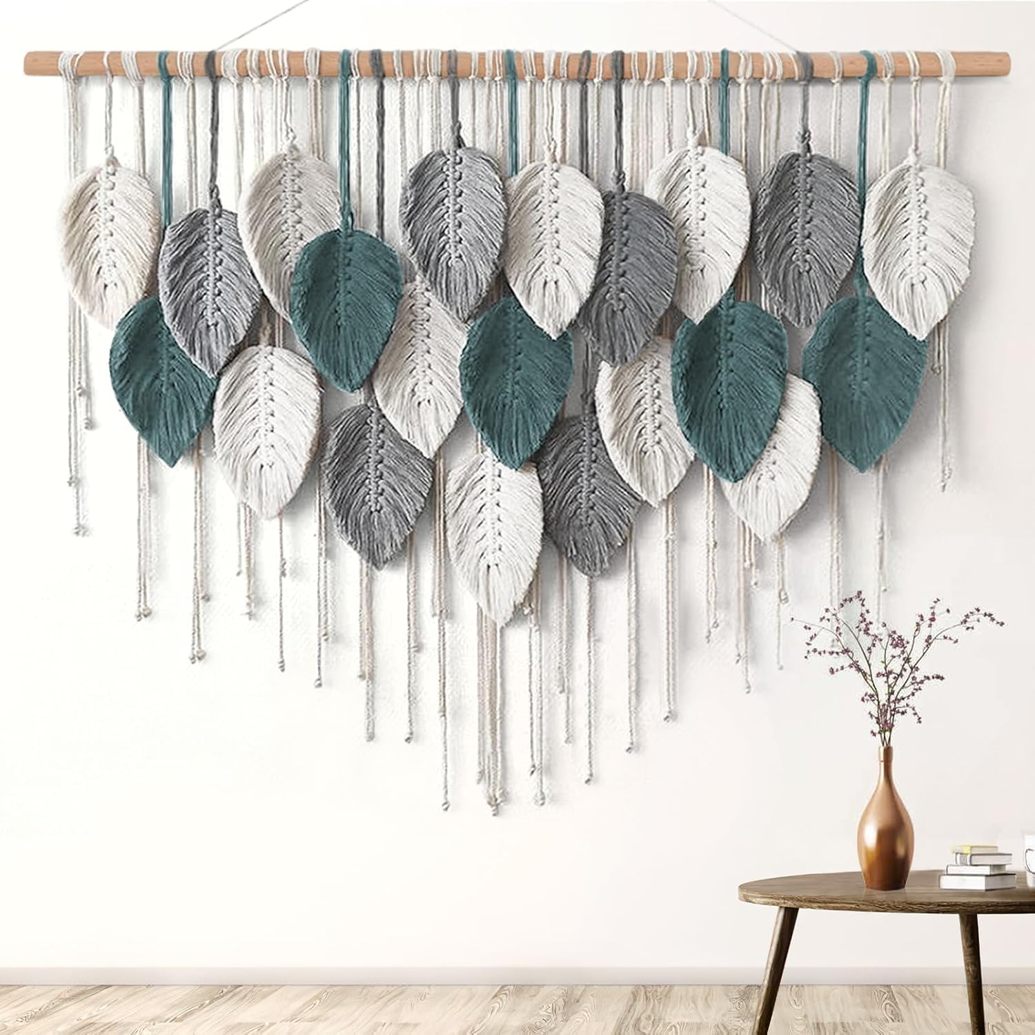 ASTNIC Tapiz de macramé para colgar en la pared, tapiz grande hecho a mano con borlas bohemias, arte de pared elegante, decoración del hogar para dormitorio, sala de estar, guardería, telón de fondo
