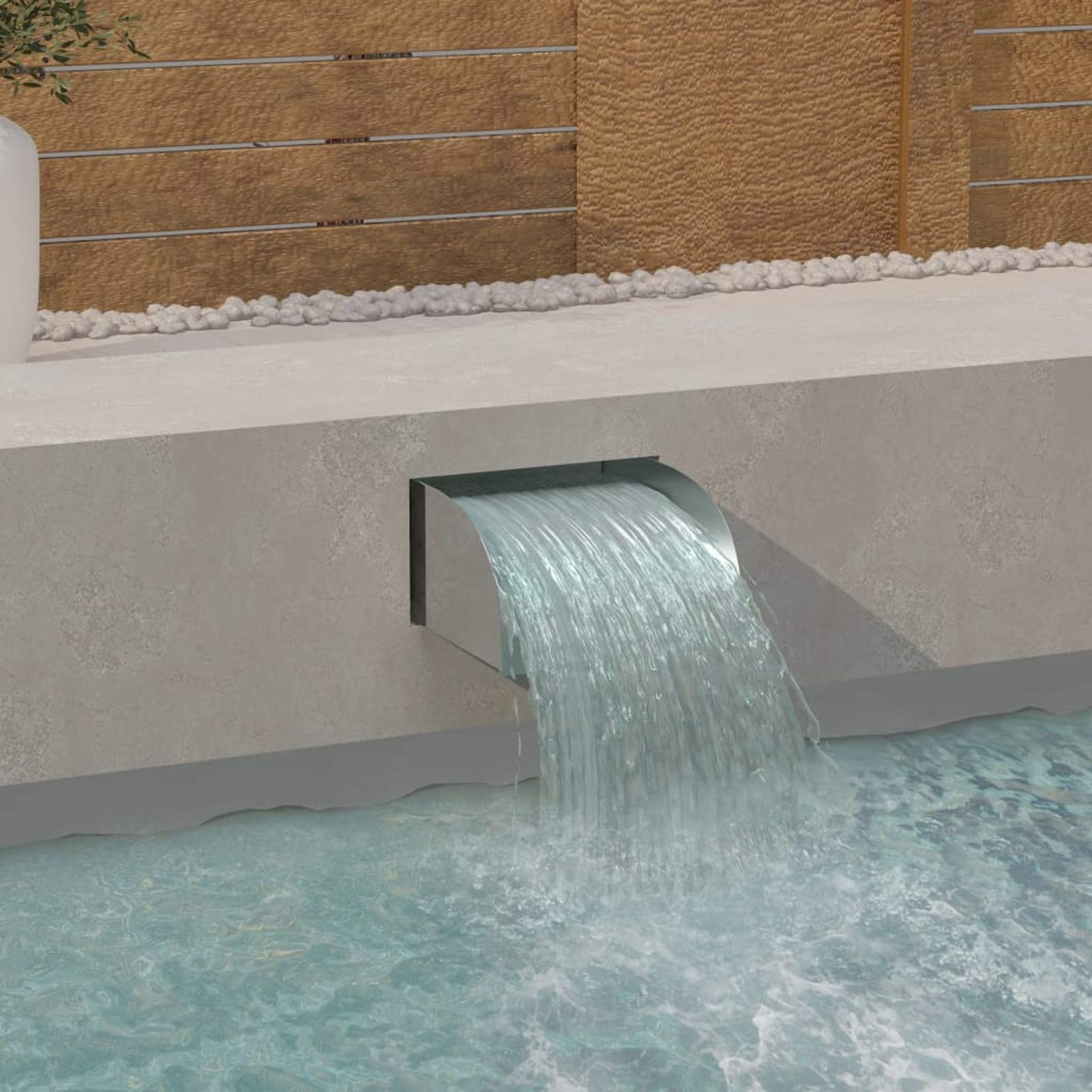 ZEYUAN Wasserfall, Wasserfall Garten, Gartenteich Wasserfall, Teichzubehör Wasserfall, 30x34x14 cm Edelstahl 304