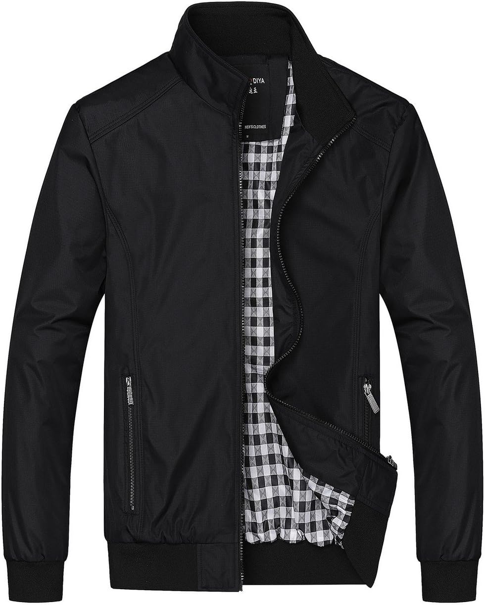 JIINN Mens Summer Autumn Casual Jackets Lightweight Slim Fit Bomber Jackets Coats Classic Outerwear Windbreaker
