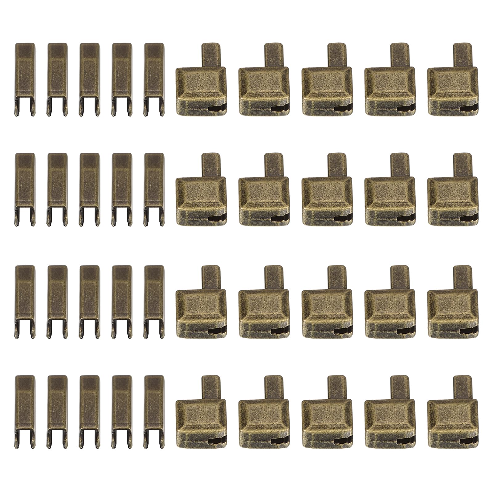 uxcell 20Sets Zipper Repair Kits, #10 Retainers Box & Insertion Pins, Metal Latch Sliders for Bags Coats Open-end Zippers Replacing, Bronze Tone