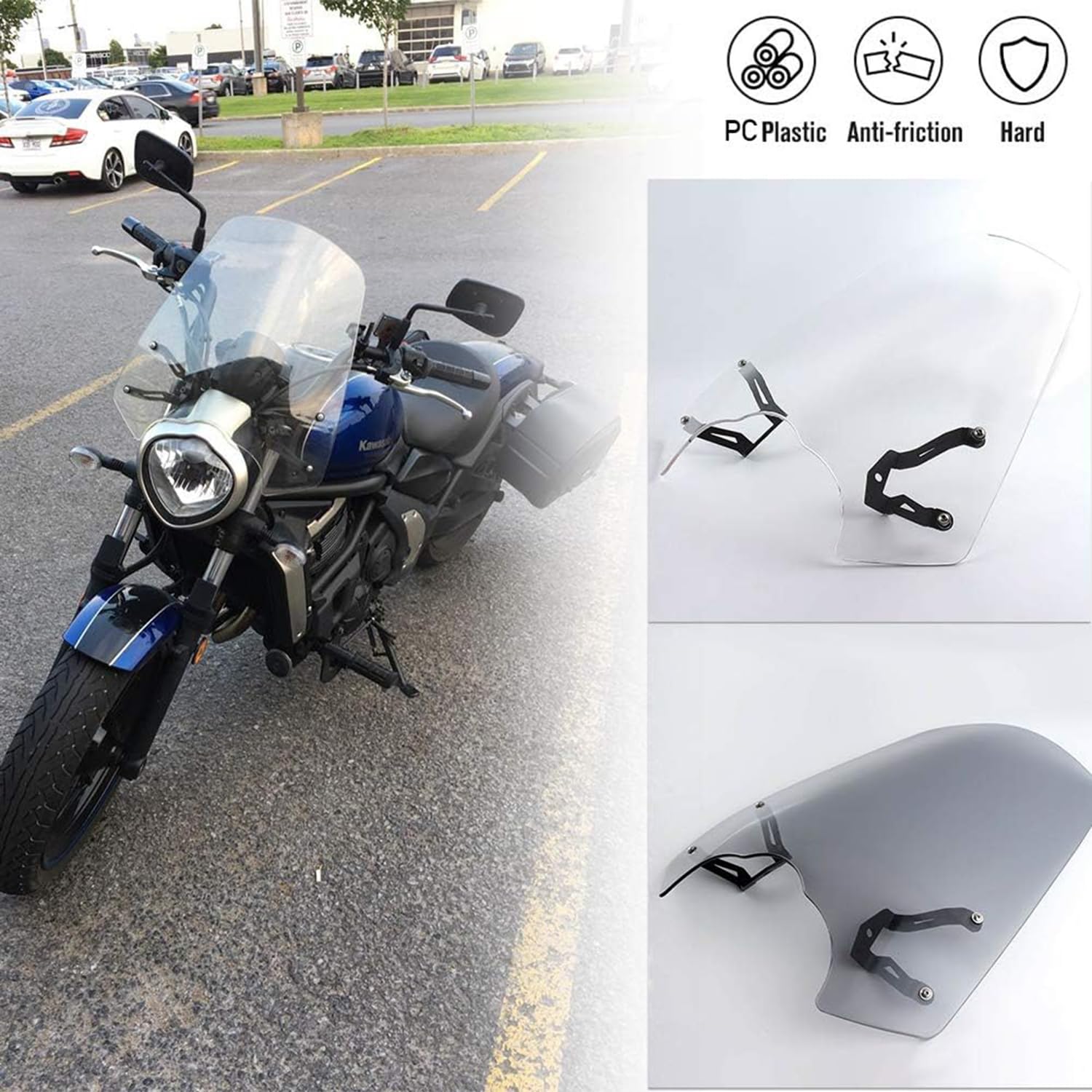 Cúpula Parabrisas para Vulcan S 650 2015-2024 2025 2026 moto Aire Protección Vidro Carenado (Humo Gris)