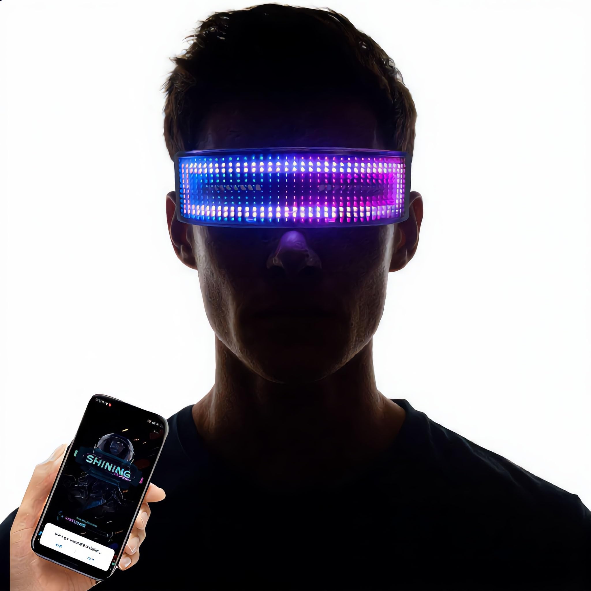 LED Customizable Glasses for Party, Adults RGB Fullcolor Halloween