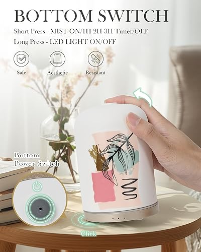 Miniatura 2 de Difusor de aceite esencial con cubierta de cerámica hecha a mano, difusor de aromaterapia de 3.7 fl oz para habitaciones grandes, difusor