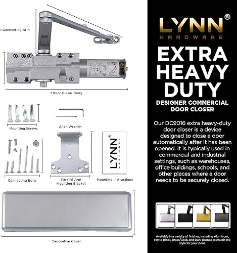 Miniatura 10 de LYNN Hardware DC9016 US19 negro mate - Montaje en superficie grado 1 hierro fundido clasificación UL de 3 horas de fuego y ADA para puertas de alto