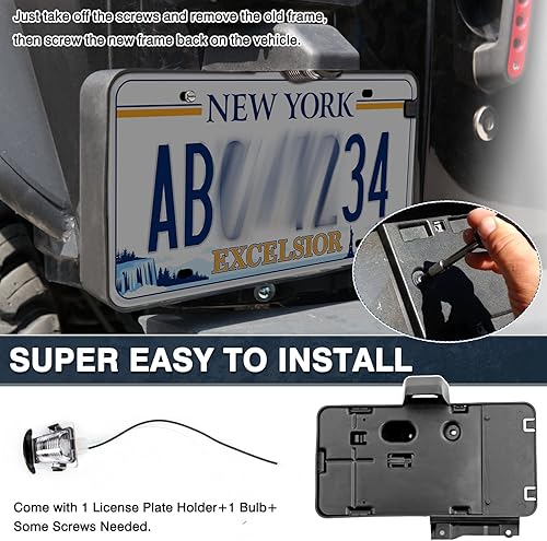 Miniatura 6 de Marco de soporte de matrícula con lámpara compatible con Jeep Wrangler JK 2007-2018 Soporte de montaje de placas traseras para Jeep Wrangler JK,