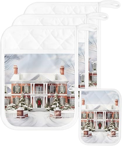 Miniatura 44 de Modern Abstract 2Pcs Pot Holders for Kitchen,Non Slip & Heat Insulation Terry Cloth Potholder Set with Pocket,Thick Hot Pad Oven Mitts Trivet