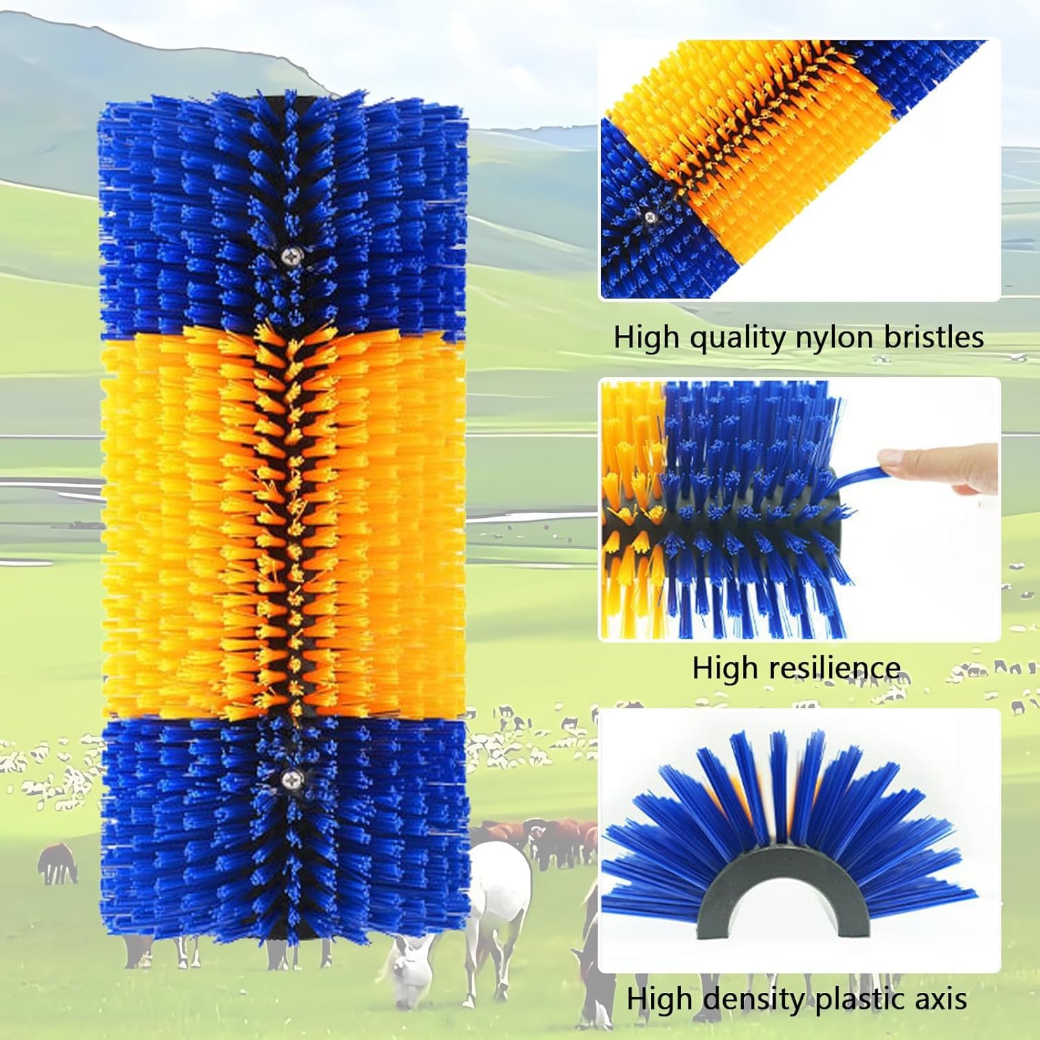 2Pcs Spazzola per Tiragraffi per Bestiame, Spazzola per Cavalli, Spazzola Mucche per Alleviare Prurito alla Schiena, Spazzola per Massaggio, Mantenere Pulizia per Mucche, Cavalli, Capre, Bovini,Maiali