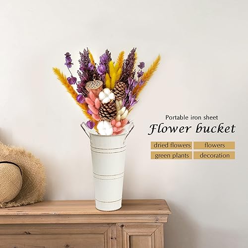 Miniatura 2 de Notakia Jarrones de metal galvanizado, jarrones de cubo de flores francesas para flores cortadas para decoración del hogar y decoración de mesa de