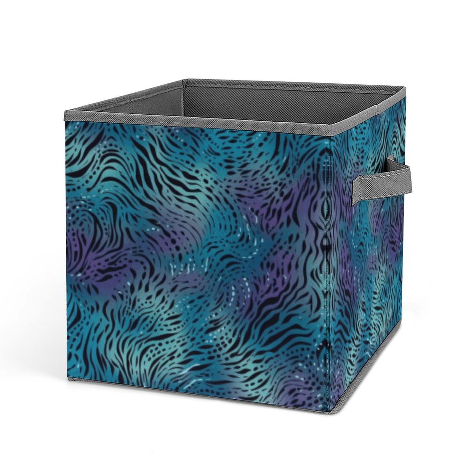 Bacs de rangement pliables motif zèbre bleu pour chambre et dressing