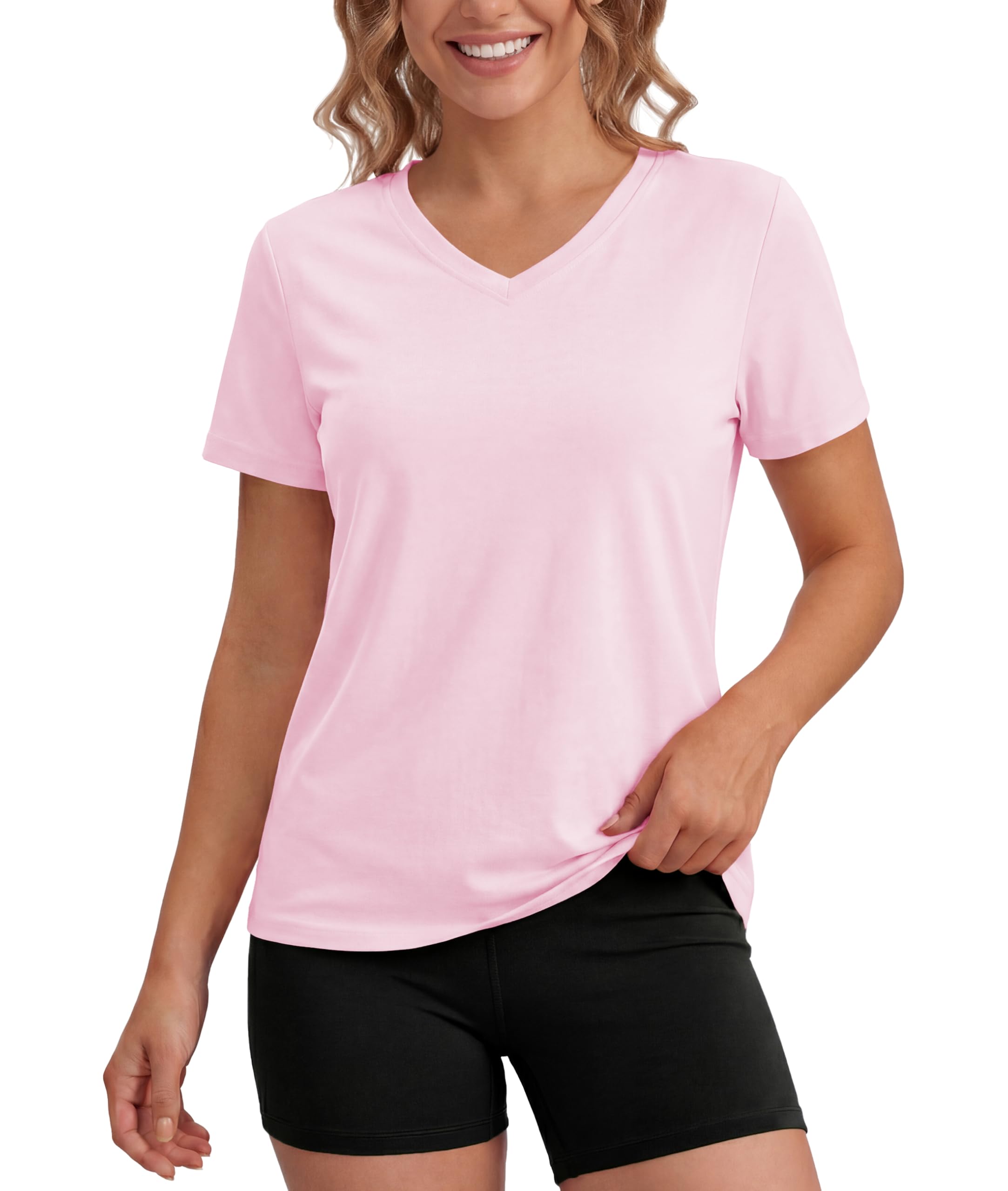 MAGCOMSEN T Shirt Damen Sportshirt Kurzarm UV Tshirt V Ausschnitt Rash Guard UV-Schutz UPF 50+ Fitness Activewear Tops