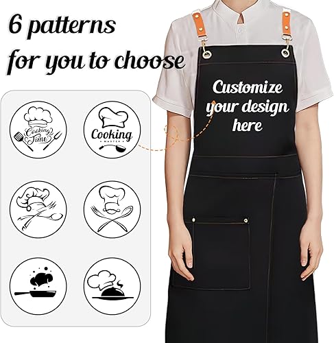 Miniatura 5 de Delantal personalizado delantales personalizados para hombres y mujeres, delantal de cocina ajustable con texto y foto, regalos para hornear para