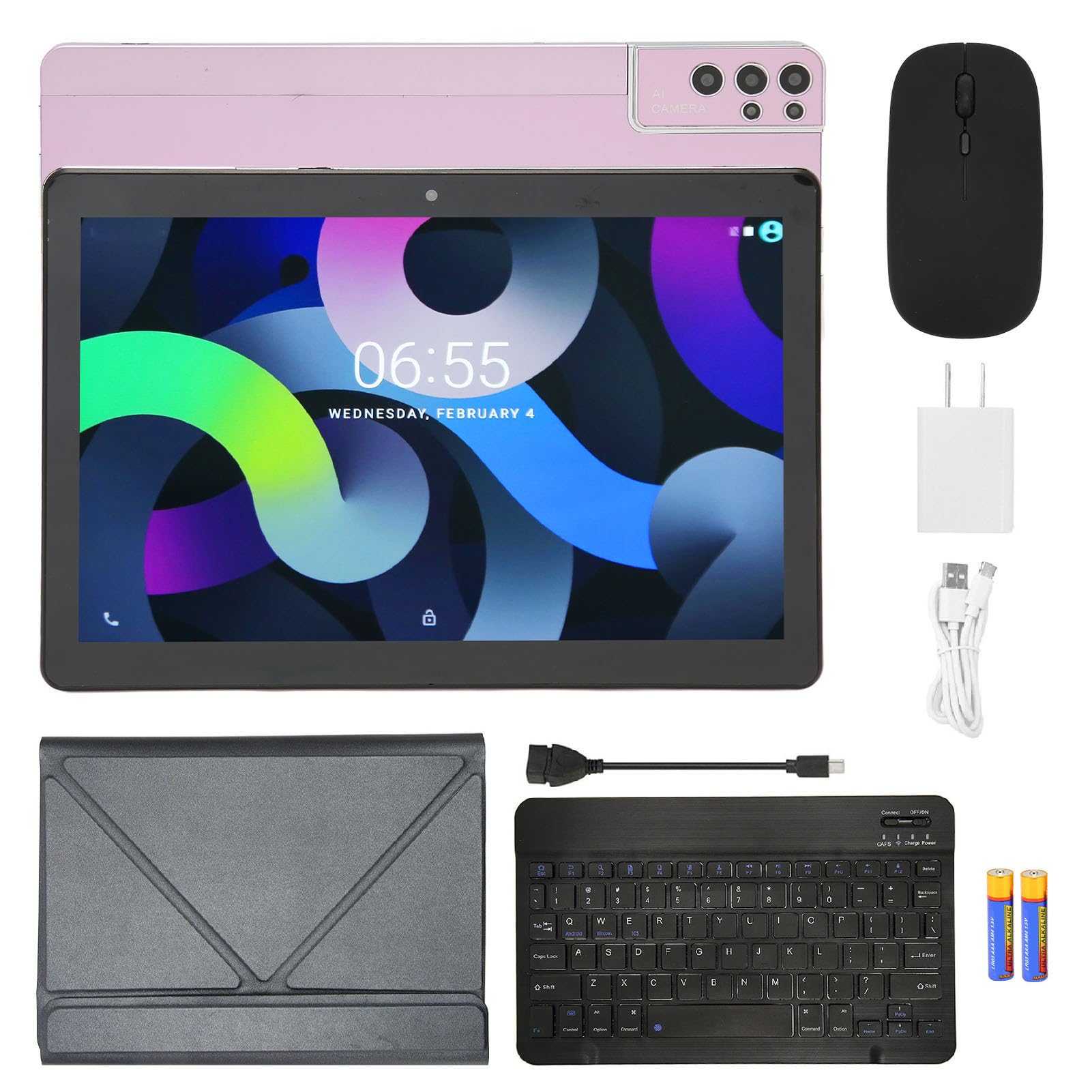 Vikye 10.1in FHD 4GB RAM 64GB ROM 5G WiFi Dual Camera 8800mAh Office Tablet, with Keyboard Mouse (Purple)-image-8