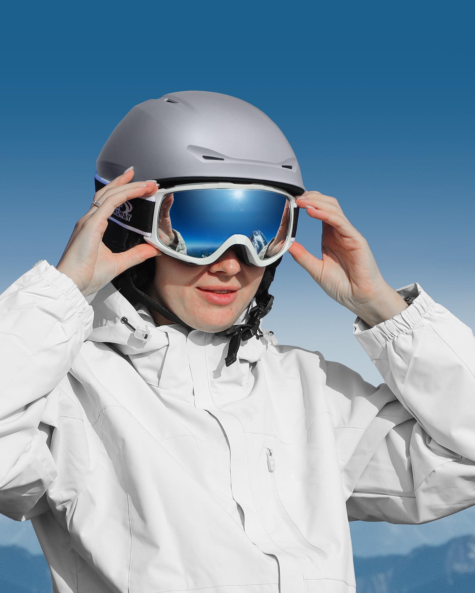 Findway Juego de casco de esquí con gafas, casco deportivo de invierno ajustable con gafas protectoras para adultos, equipo de nieve resistente al viento para hombres, mujeres y jóvenes