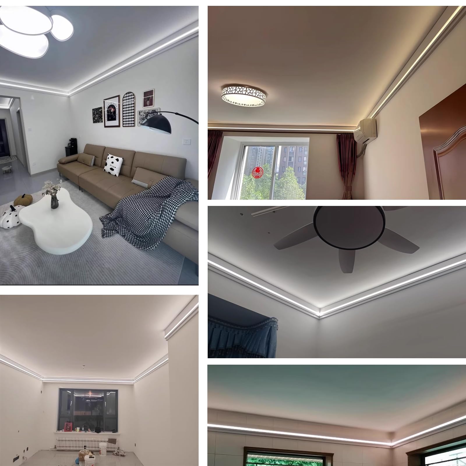 Veletta LED Soffitto Luci di Finitura Angolari da Soffitto per Stanza, Canalina Lineare in Alluminio Larga 10 12 15 20 Cm con Copertura in PC per Striscia LED | [](W 12cm,1.2m(4ft))