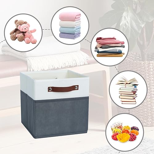 Miniatura 5 de DULLEMELO Cubos de almacenamiento de 13 x 13 pulgadas, cubos de tela plegables de almacenamiento, paquete de 4 cestas de almacenamiento grandes con