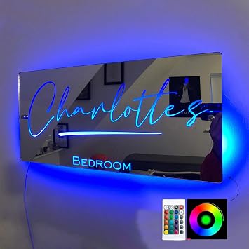 Personalized LED Name Mirror - Custom Neon Light Sign for Bedroom