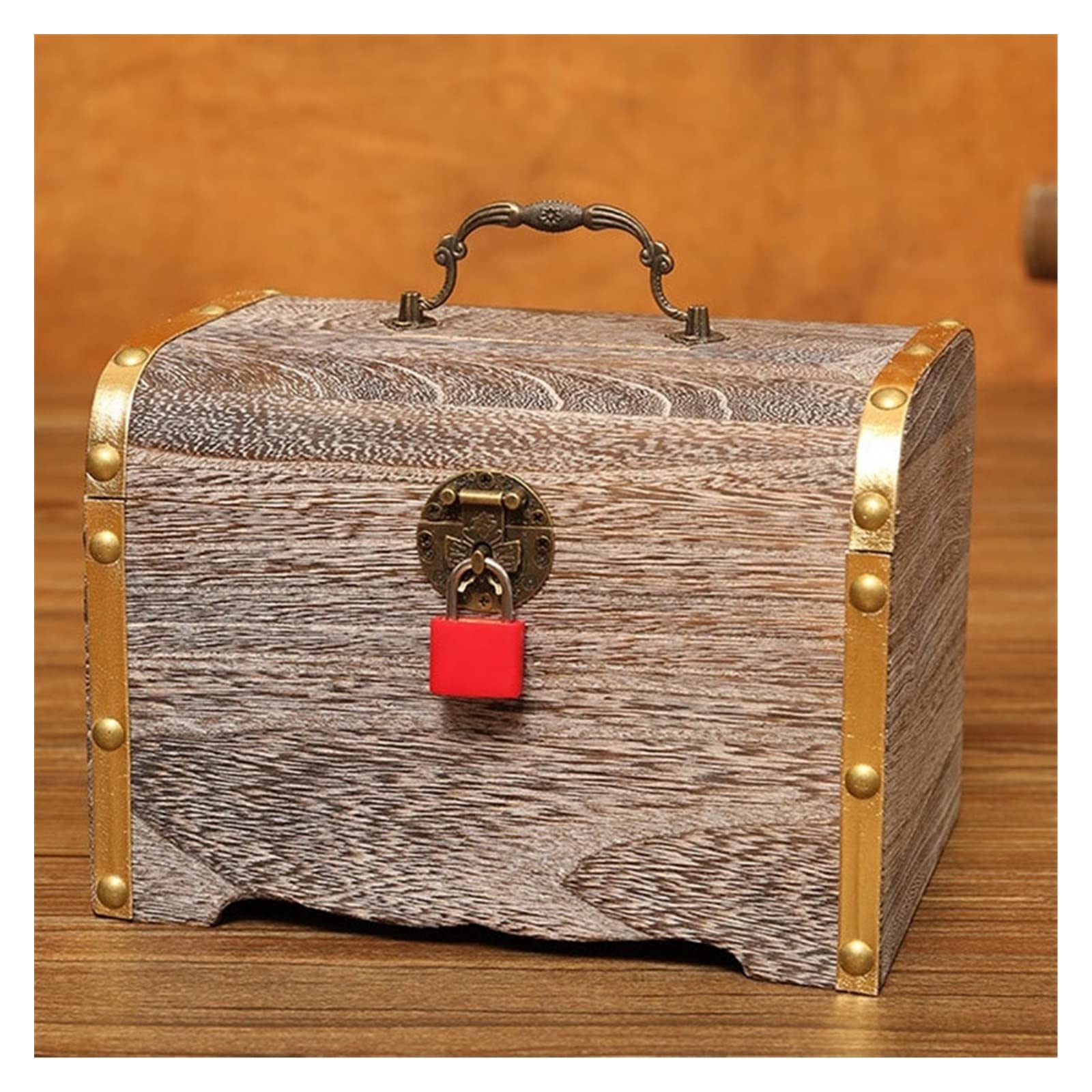Holz Sparschwein Sparschwein Geldschloss Holzkiste Exquisite Aufbewahrungsbox Schatz Schmuck Vintage mit Schlüsseln Sparschwein Organizer,Starke Sicherheit