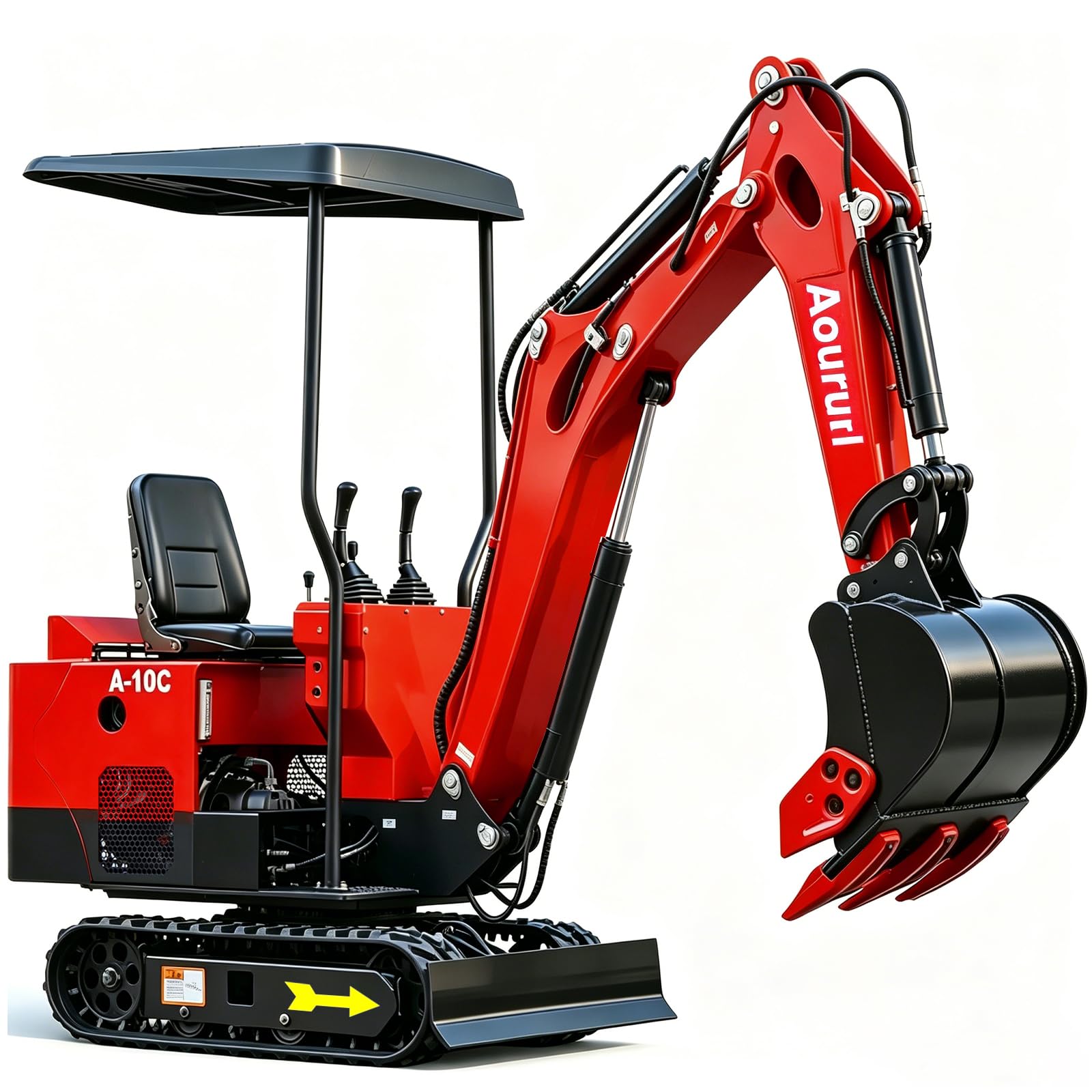 Aoururl 1.2 Ton Mini Excavator – 13.5HP Gasoline Engine EPA Certified Compact Rubber Tracked Digger for Landscaping, Farm, Garden & Small DIY