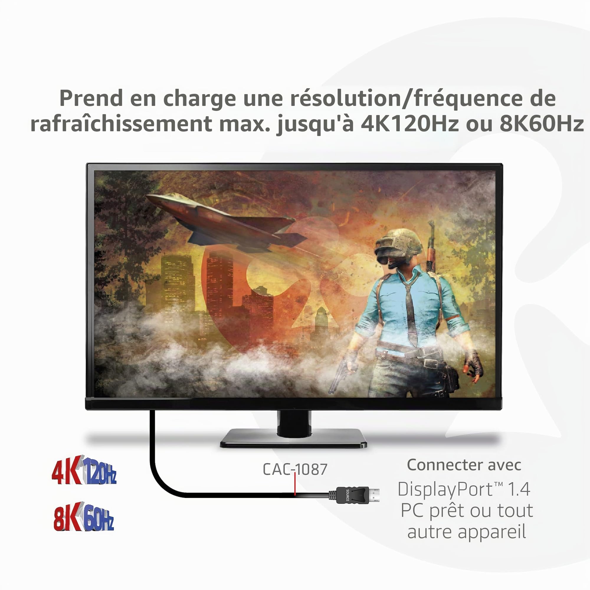 CLUB3D CAC-1087 Câble DisplayPort 1.4 vers HDMI 4K120Hz ou 8K60Hz HDR10 3m M/M