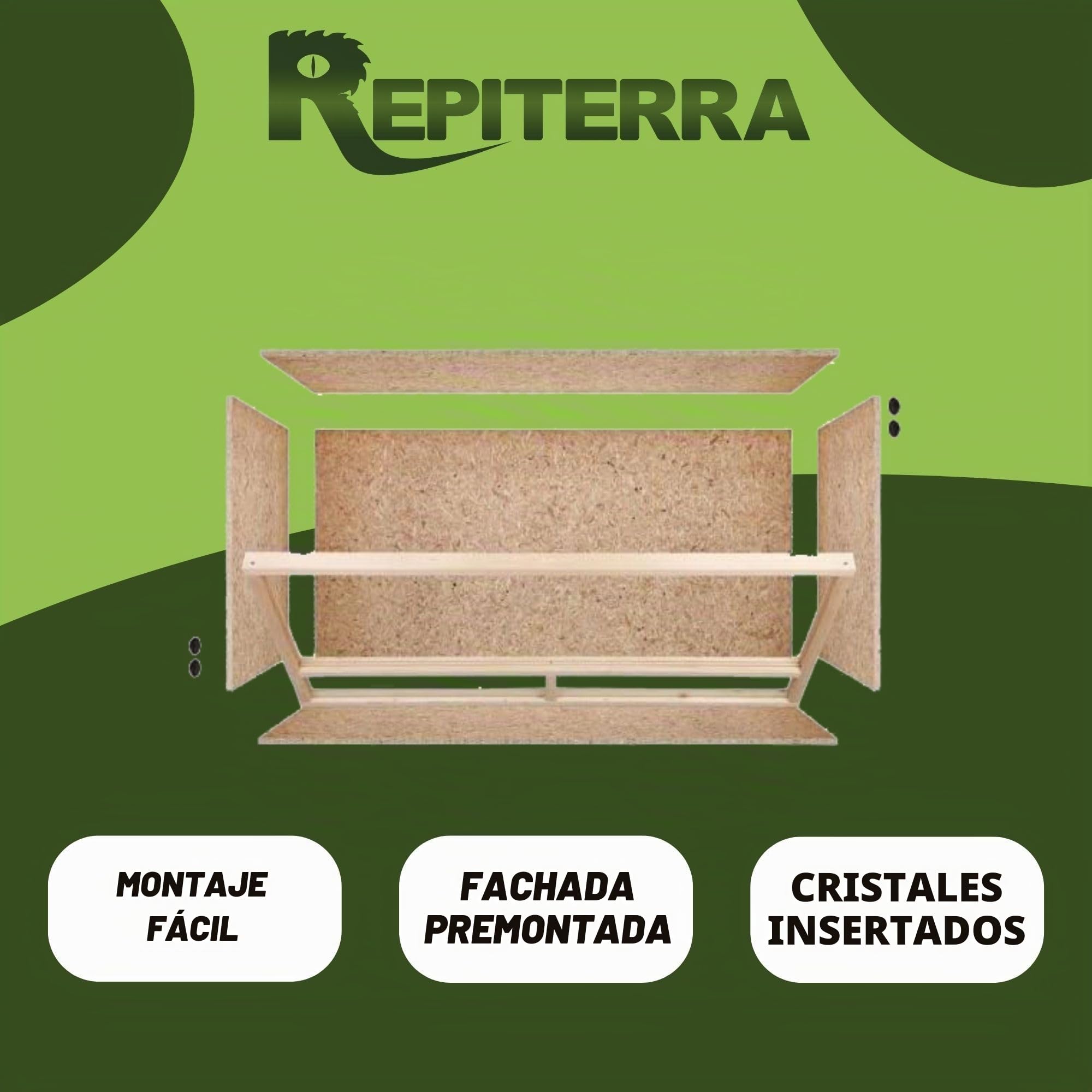 Repiterra Terrario de tamaño grande de madera para reptiles, para interiores, página ventilación, para serpientes y lagartos, beige, 100x50x50cm - Side Vent
