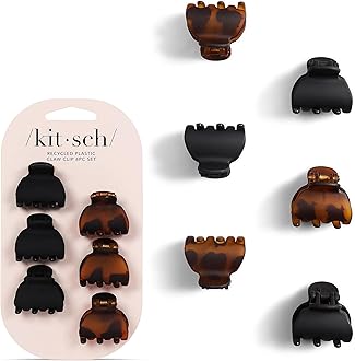Kitsch Mini Claw Clips for Women - Stylish Small Hair Clips for Kids | Stays In Place Without Pulling or Snagging | Durable Plastic & Sturdy For Everyday Styling - Tortoise & Black, 6 Pcs