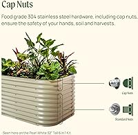 Vista 8 de Vego garden Kit de cama de jardín elevada extra alta de 32 pulgadas, maceta modular elevada 4 en 1 para verduras, flores, frutas, cama de jardín