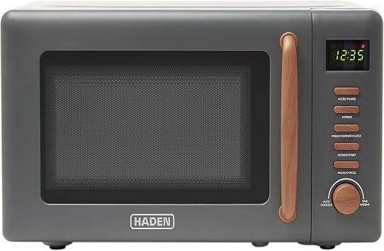 Dorchester Grey Microwave Oven   800w, 5 Power Levels, Express, Auto Cook, Defrost Functions - Compact Microwave with 27cm Turntable - Child Safety Lock - Easy To Use - Easy To Clean Painted Interior